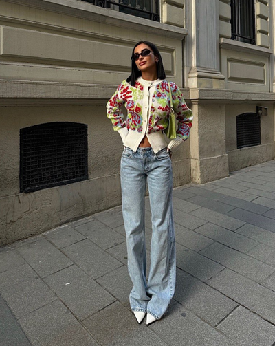 Cardigan Femme à Imprimé Floral