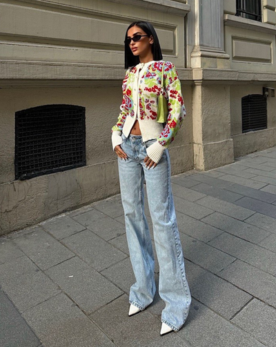 Cardigan Femme à Imprimé Floral